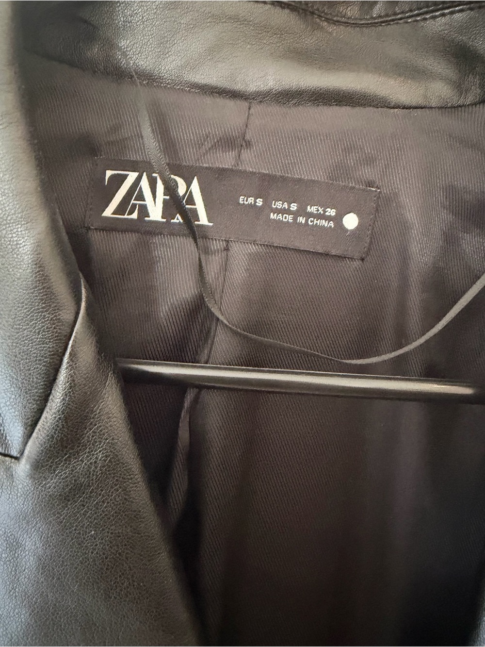 Zara Black Faux Leather Double-Breasted Blazer Jacket w/ Gold Buttons - Picture 3 of 5